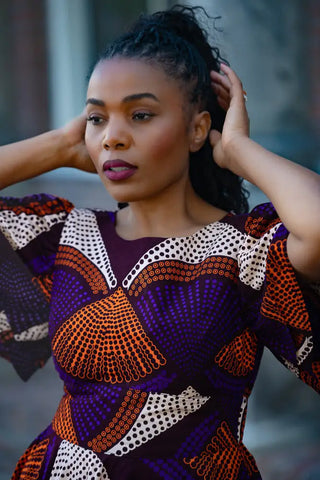 ADESUA PURPLE AND BROWN DRESS Women’s Dress