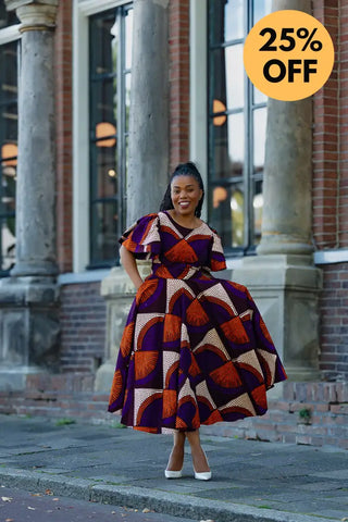 ADESUA PURPLE AND BROWN DRESS Women’s Dress