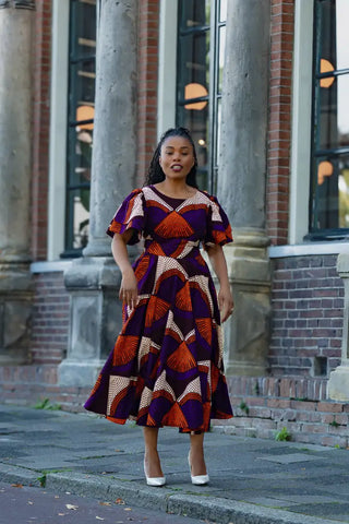 ADESUA PURPLE AND BROWN DRESS Women’s Dress