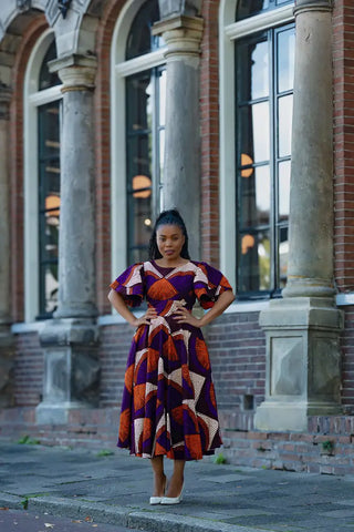 ADESUA PURPLE AND BROWN DRESS Women’s Dress