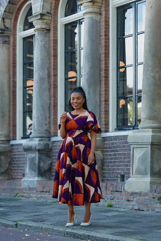 ADESUA PURPLE AND BROWN DRESS Women’s Dress