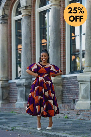 ADESUA PURPLE AND BROWN DRESS Women’s Dress