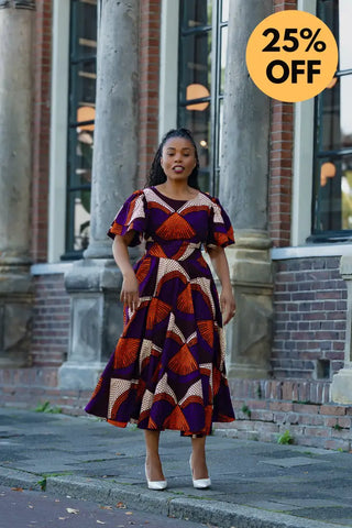 ADESUA PURPLE AND BROWN DRESS Women’s Dress