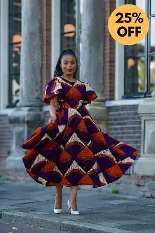 ADESUA PURPLE AND BROWN DRESS Women’s Dress