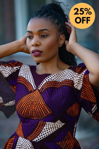 ADESUA PURPLE AND BROWN DRESS Women’s Dress