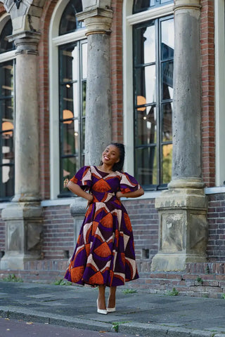 ADESUA PURPLE AND BROWN DRESS Women’s Dress