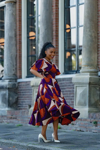 ADESUA PURPLE AND BROWN DRESS Women’s Dress