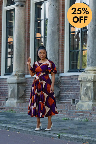 ADESUA PURPLE AND BROWN DRESS Women’s Dress