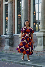 ADESUA PURPLE AND BROWN DRESS Women’s Dress