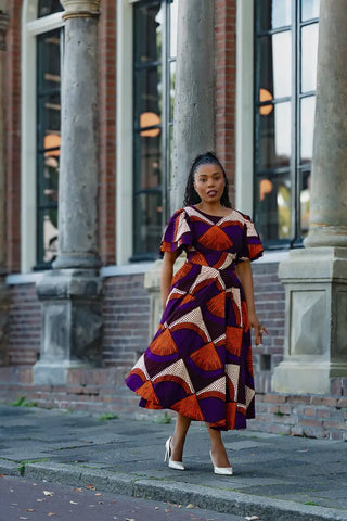 ADESUA PURPLE AND BROWN DRESS Women’s Dress