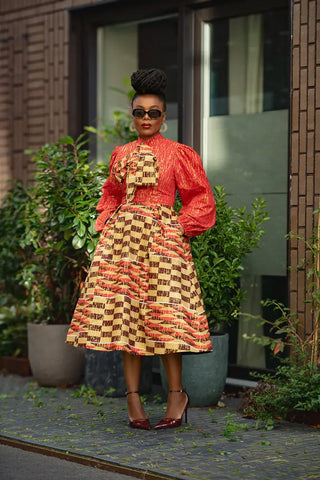 Aiyana Red And Gold Puffy Sleeve