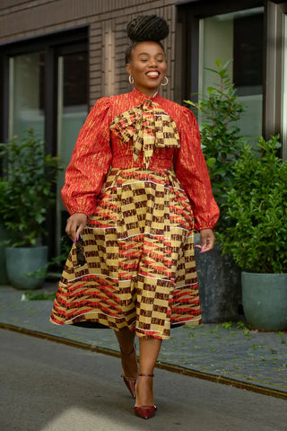 Aiyana Red And Gold Puffy Sleeve