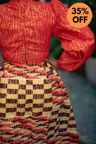Aiyana Red And Gold Puffy Sleeve