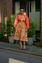 Aiyana Red And Gold Puffy Sleeve