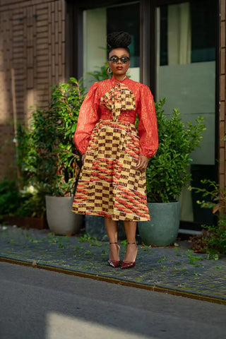 Aiyana Red And Gold Puffy Sleeve