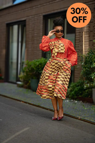 Aiyana Red And Gold Puffy Sleeve