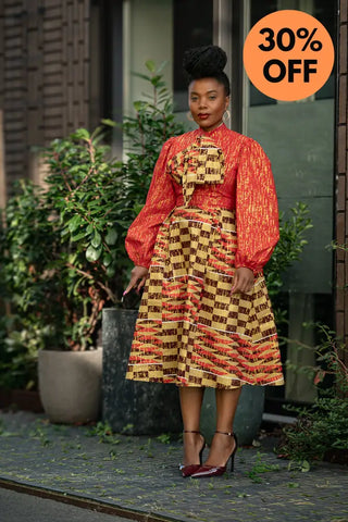 Aiyana Red And Gold Puffy Sleeve