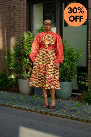 Aiyana Red And Gold Puffy Sleeve