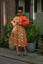 Aiyana Red And Gold Puffy Sleeve