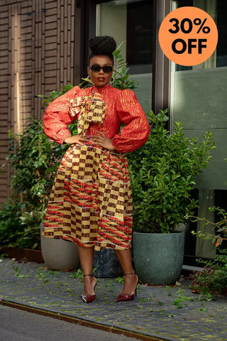 Aiyana Red And Gold Puffy Sleeve