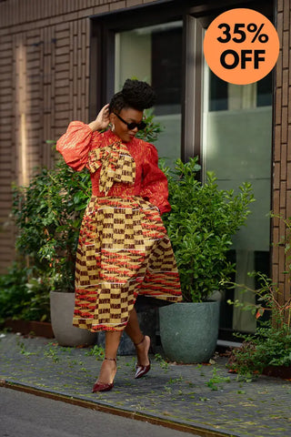 Aiyana Red And Gold Puffy Sleeve