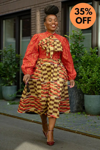 Aiyana Red And Gold Puffy Sleeve