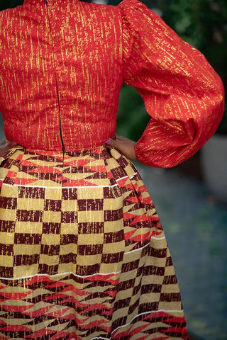 Aiyana Red And Gold Puffy Sleeve