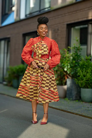 Aiyana Red And Gold Puffy Sleeve