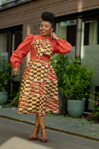 Aiyana Red And Gold Puffy Sleeve