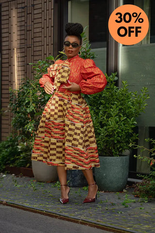 Aiyana Red And Gold Puffy Sleeve