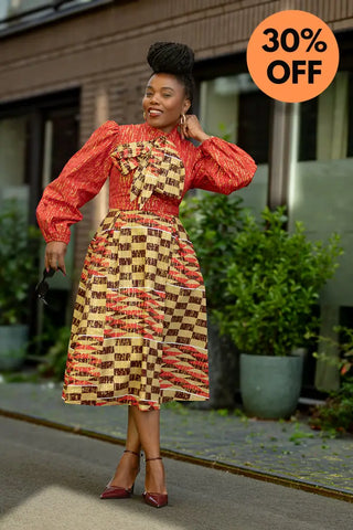 Aiyana Red And Gold Puffy Sleeve