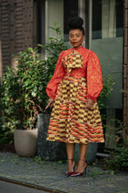 Aiyana Red And Gold Puffy Sleeve