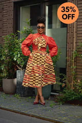 Aiyana Red And Gold Puffy Sleeve