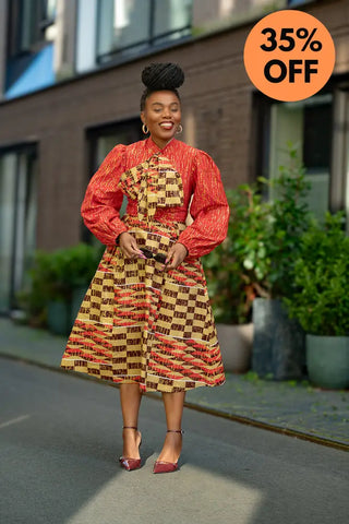 Aiyana Red And Gold Puffy Sleeve