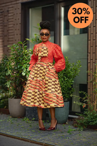 Aiyana Red And Gold Puffy Sleeve