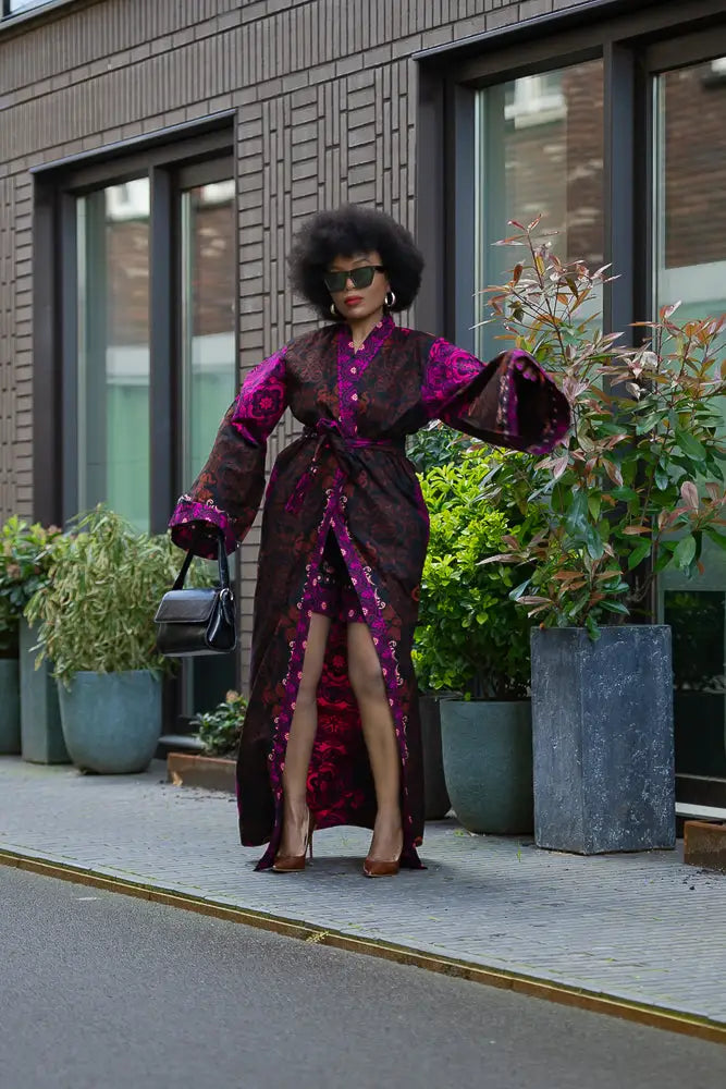 Althea Purple Kimono Set Coats & Jackets
