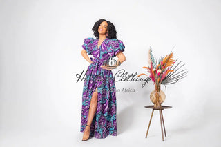 Ameyo V-Neck Invisible Front Slit Zip Dress Apparel & Accessories