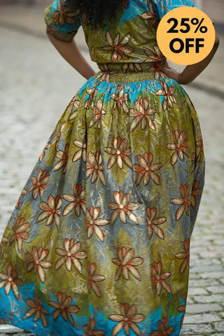 AMIA BLUE AND GOLD MAXI DRESS Women’s Dress