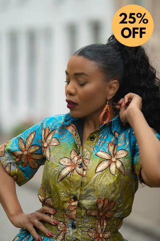 AMIA BLUE AND GOLD MAXI DRESS Women’s Dress