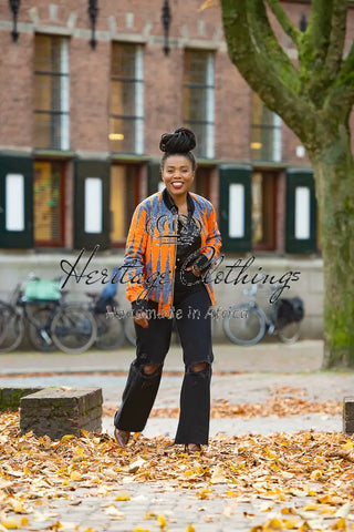 Amma Multi Way Blue And Orange Bomber Jacket Apparel & Accessories