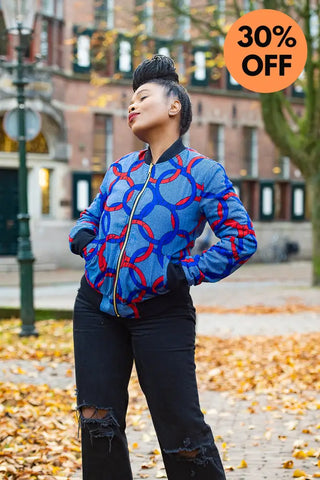 Amma Multi Way Blue And Orange Bomber Jacket Apparel & Accessories