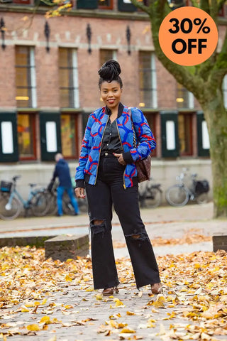 Amma Multi Way Blue And Orange Bomber Jacket Apparel & Accessories