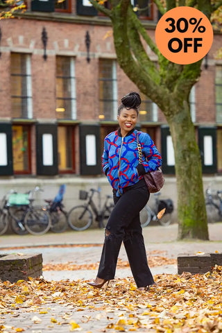 Amma Multi Way Blue And Orange Bomber Jacket Apparel & Accessories