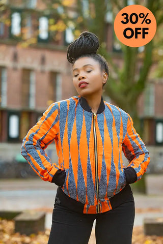 Amma Multi Way Blue And Orange Bomber Jacket Apparel & Accessories