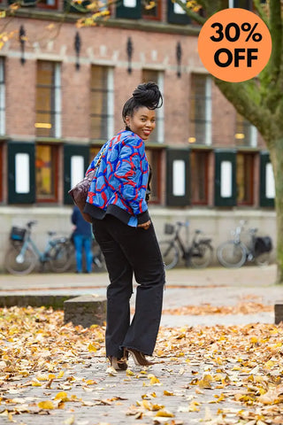 Amma Multi Way Blue And Orange Bomber Jacket Apparel & Accessories