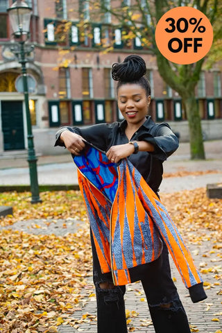 Amma Multi Way Blue And Orange Bomber Jacket Apparel & Accessories