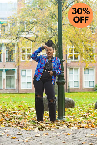 Amma Multi Way Blue And Orange Bomber Jacket Apparel & Accessories