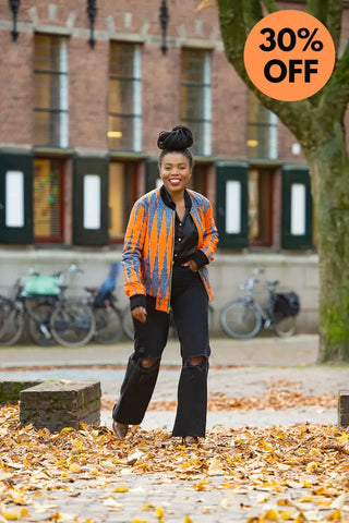 Amma Multi Way Blue And Orange Bomber Jacket Apparel & Accessories