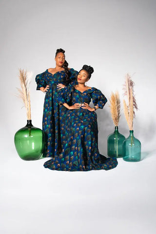 Anan Green And Blue Off-Shoulder Maxi Dress Women’s Dress