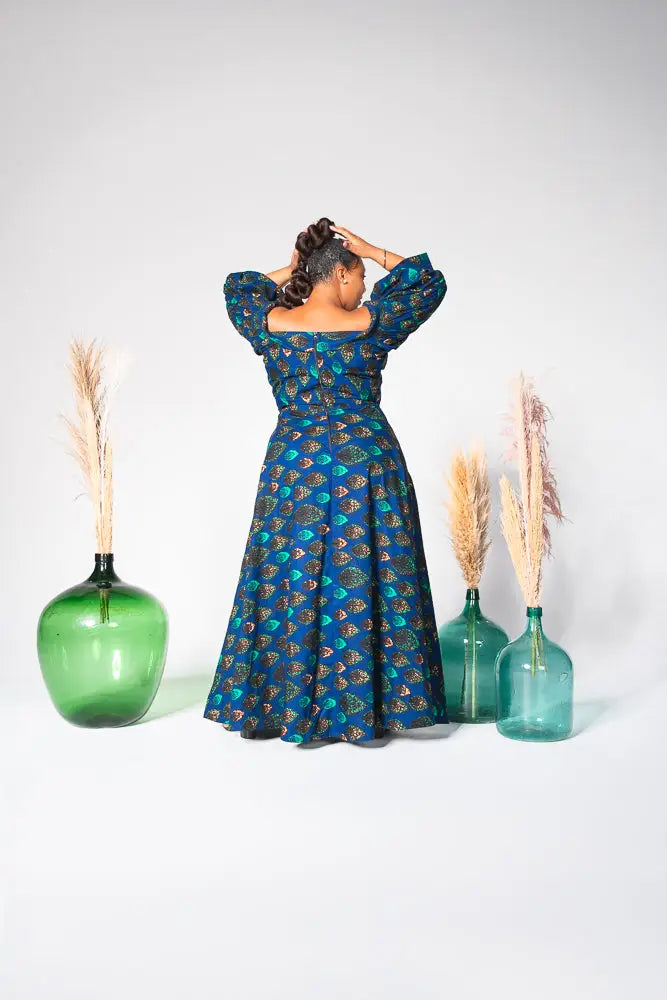 Anan Green And Blue Off-Shoulder Maxi Dress Women’s Dress